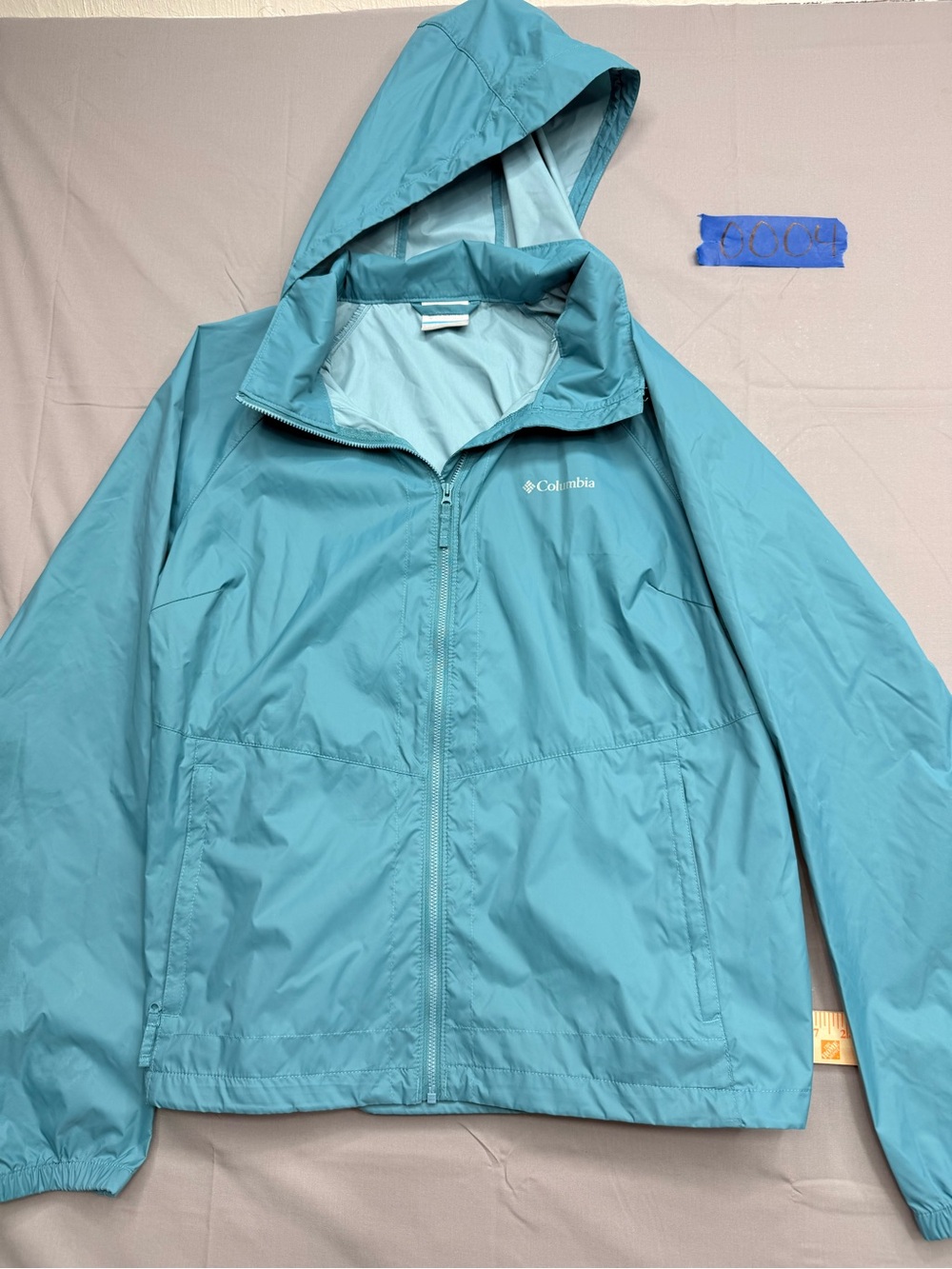 Columbia Light Teal Hooded Shell Jacket